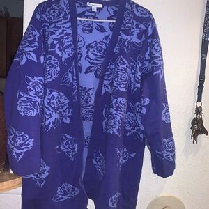 Isaac Mizrahi Purple Floral Open-Front Cardigan